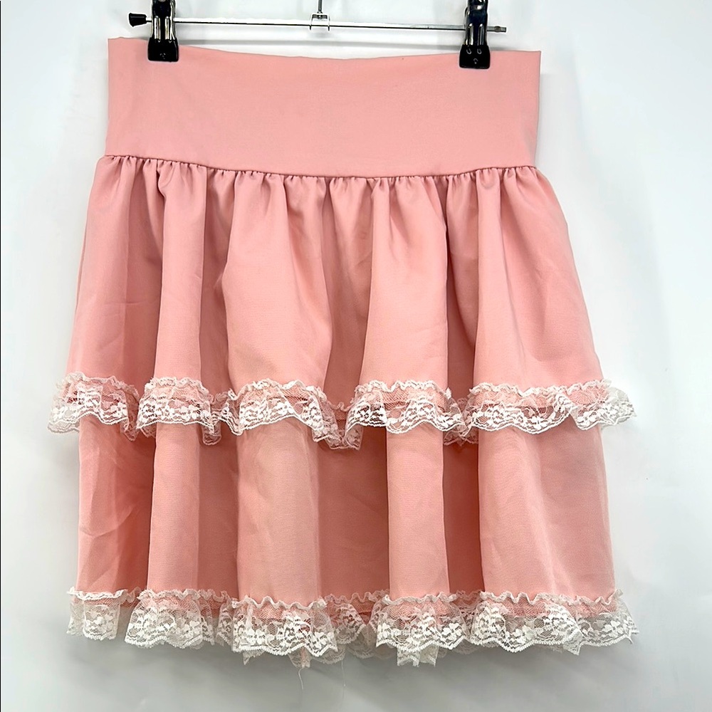 ROMWE Kawaii Contrast Lace Layered Skirt